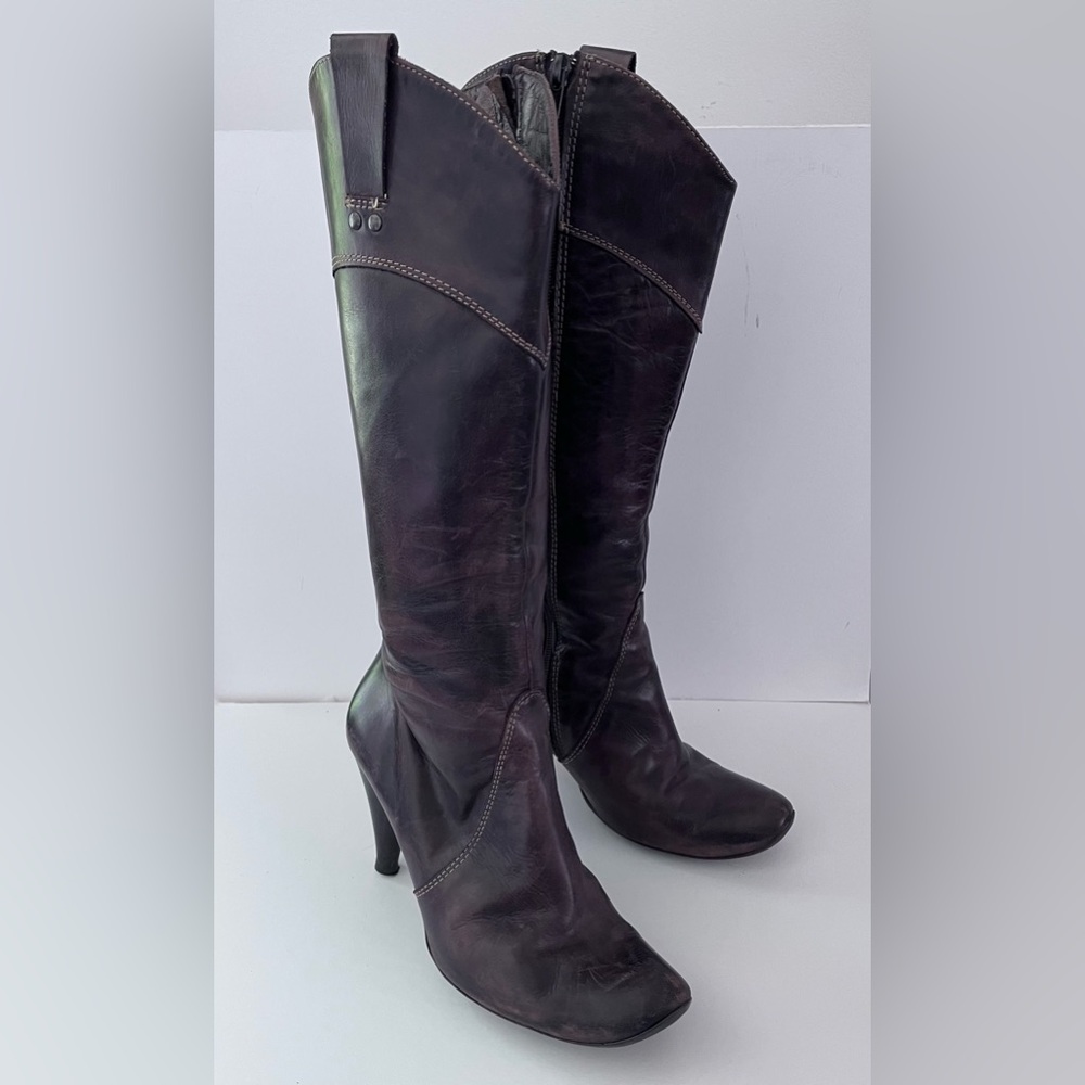 Navyboot Italian Made Leather Heeled Knee High Brown Boot Size 40 (US 9)
